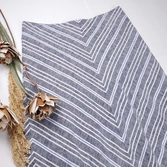 Talbots Petites Linen Grey White Blue Striped Petite Skirt Sz 4 - Picture 3 of 14